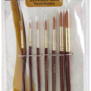 Camel Paint Brush Series 66 - Round Synthetic Gold, Set of 7