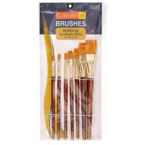 Camel Paint Brush Series 67 - Flat Synthetic Gold, Set of 7