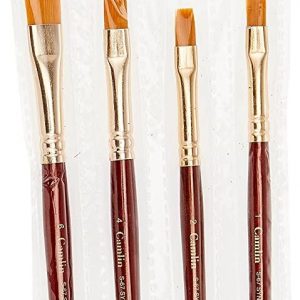 Camel Paint Brush Series 67 - Flat Synthetic Gold, Set of 4