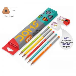 DOMS Y1+ Superdark Trianglar Pencils - Pack of 10 Pencils