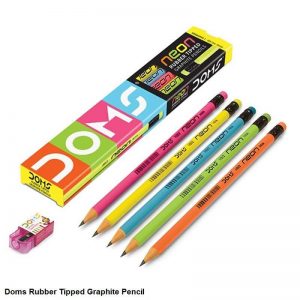 Doms Neon Rubber Tipped Graphite Pencils- Pack of 10 Pencils