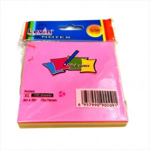 Levin Sticky Notes 3 x 3 Inch - Multi Coloured