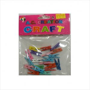 Wooden clips - Coloured - 25 mm - 20 piece Pack (Decorative material)