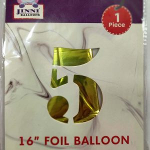 Number Foil Balloon - Golden - No: 5