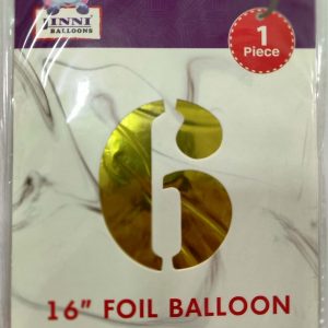 Number Foil Balloon - Golden - No: 6