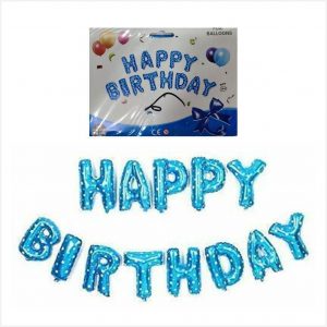 Happy Birthday Foil - Set of 13 Letters - Blue with Star Print