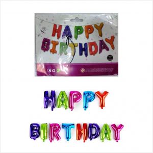 Happy Birthday Foil - Set of 13 Letters - Multicolour Plain