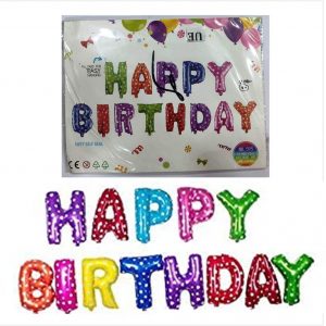 Happy Birthday Foil - Set of 13 Letters - Multicolour Heart Print