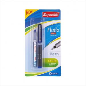 Reynolds  Fludo Plus Fountain pen - Blue - With 2N Jumbo ink Cartridge