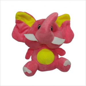 Elephant - Soft Toy - Dark pink & yellow - 7 x 5.5 inch