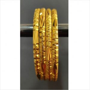 Shobhana Golden Metal Bangles 4 Pcs Set - Size: 2/4