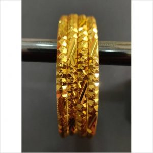 Shobhana Golden Metal Bangles 4 Pcs Set - Size: 2/4