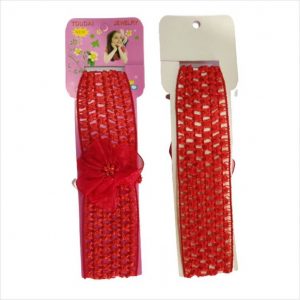Hair Headband Lace Bow Wrap for Girls (Red) - 1 Pcs
