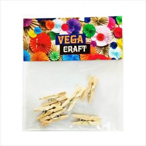 Wooden clips – Coloured – 25 mm – 6 piece Pack (Decorative material)