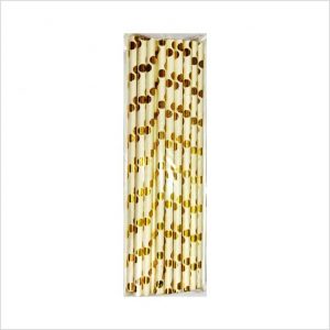 Paper straw - White with Golden dots - Pack of 20 piece