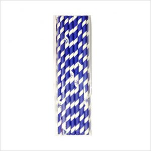 Paper straw - White with Blue stars - Pack of 20 piece