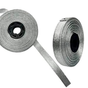 Silver Zari Ribbons - 0.5 Inch Wide - 1 Roll