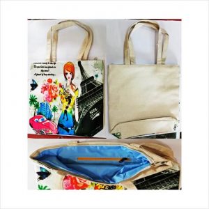 Cotton Bag  with lining - 1 pocket inside - 14 X 14 inch