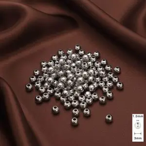 Silver / Chrome Round Beads for Bracelet Craft - 3mm