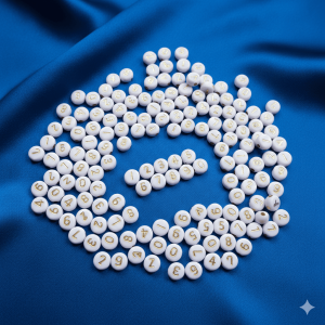 White Acrylic Round with Golden 0-9 Number Letter Beads